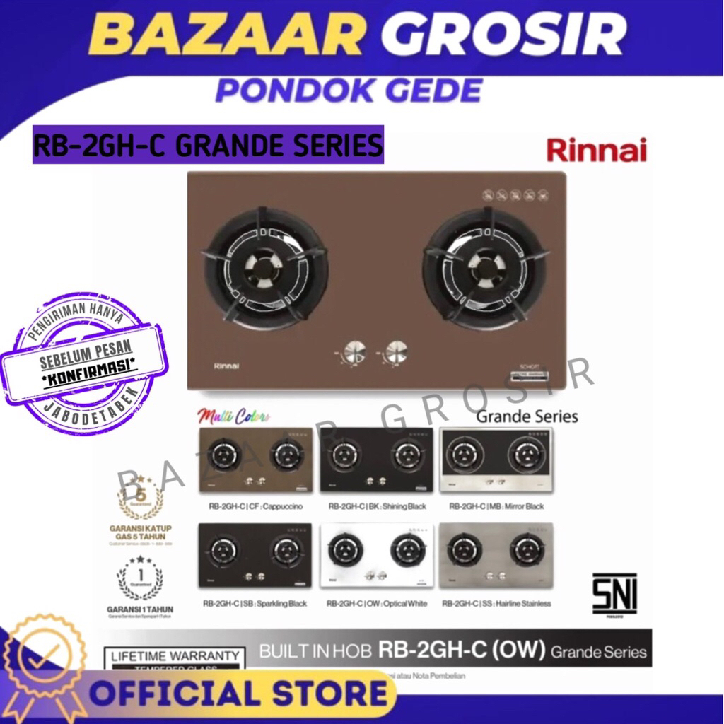 RINNAI RB-2GH-C BK/CF/MB/SB RB2GH RB-2GH-C(BK) / RB-2GH-C(CF) / RB-2GH-C(MB) / RB-2GH-C(SB) KOMPOR G