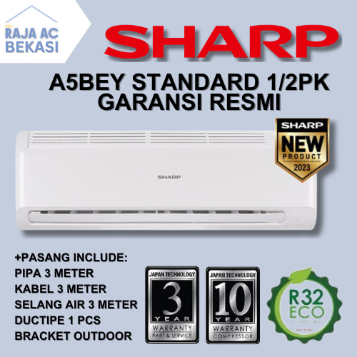 PROMO AC Sharp 1/2 PK A5BEY STANDARD FREE PASANG + AKSESORIS Raja AC Bekasi