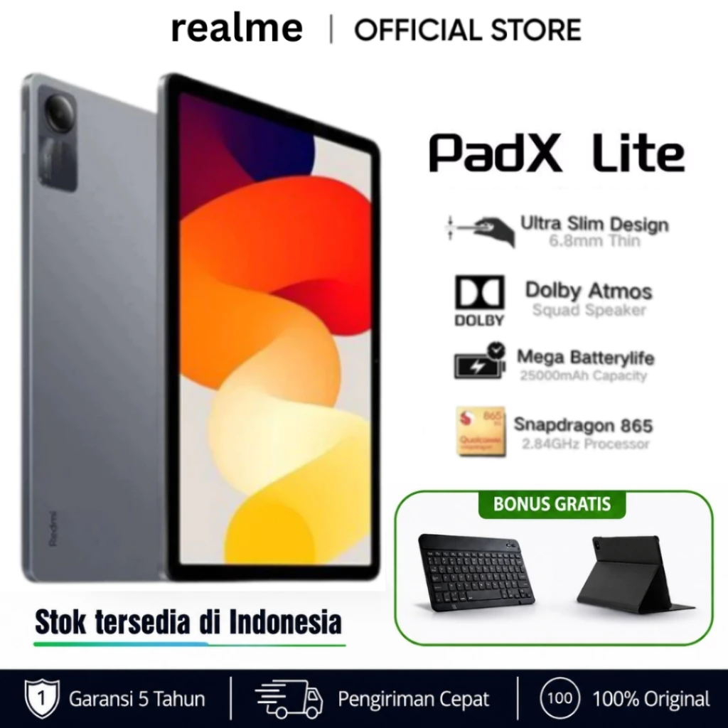 Realme Pad X LITE Andriod Tablet Snapdragon888 8GB + 256GB 10.1 Inch | Dual SIM  WiFi 2.4/5G