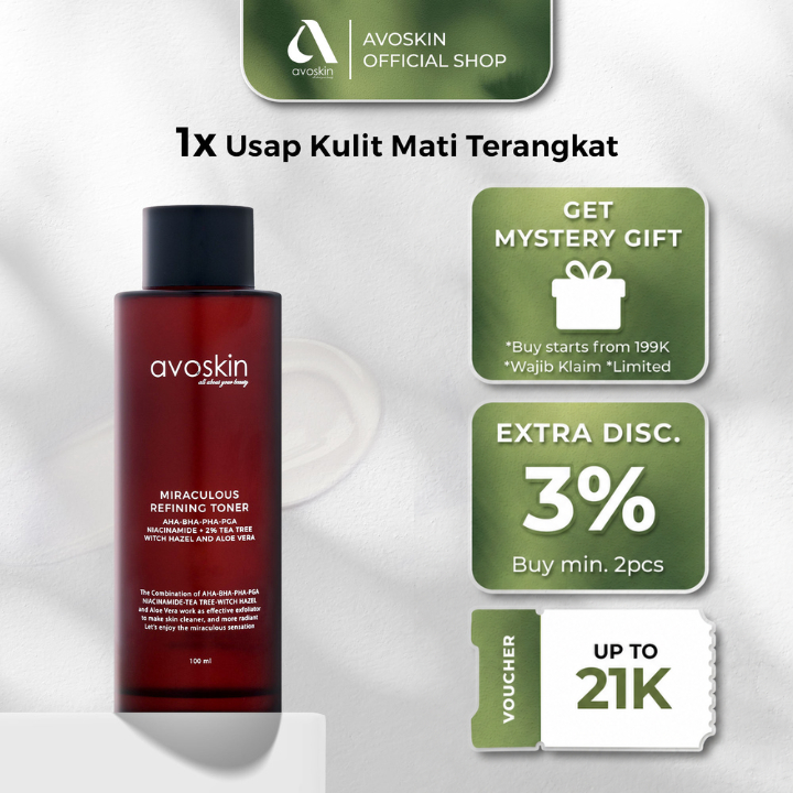 Toner Avoskin Miraculous Refining 100ml-AHA BHA PHA-Eksfoliasi Kulit Wajah