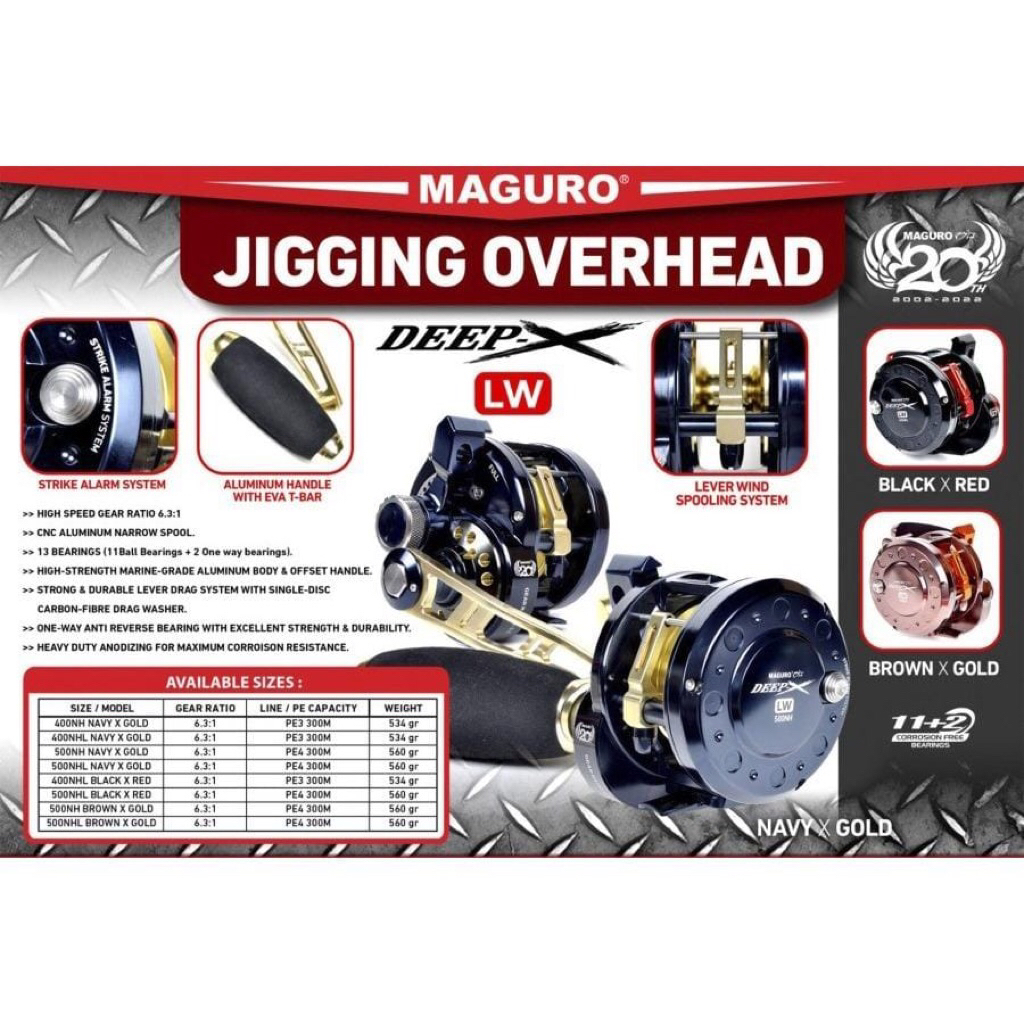 Reel Maguro Deep X LW 400 | 500 | Reel OH Level Drag | Reel Over Head Dengan Pengatur Senar