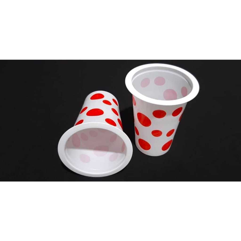Gelas Plastik Bola Ondel Polkadot Merah Cup Gelas Pesta Jasuke / Es Podeng