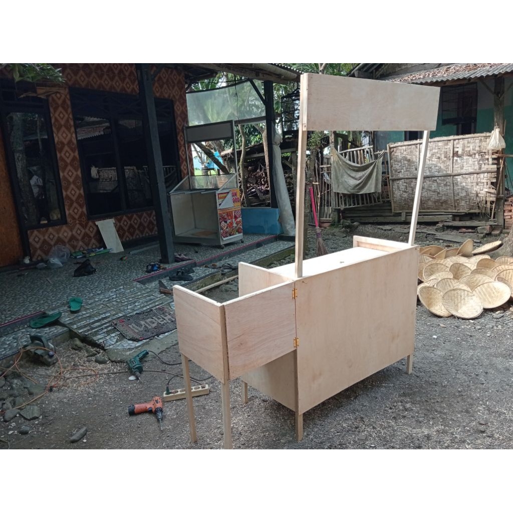 gerobak lipat meja lipat both portable+ meja kompor
