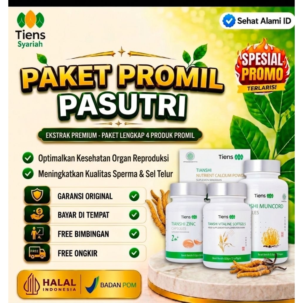 Paket Promil Lengkap Tiens Original | Bantu Cepat Hamil Secara Alami | Zinc + Calcium + Muncord + Vi