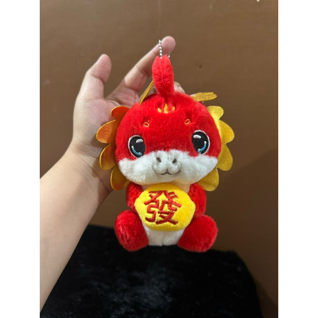 Boneka Gantungan Kunci Karakter Shio Naga size 15cm / Boneka Gantungan Kunci Naga Merah / Boneka Nag