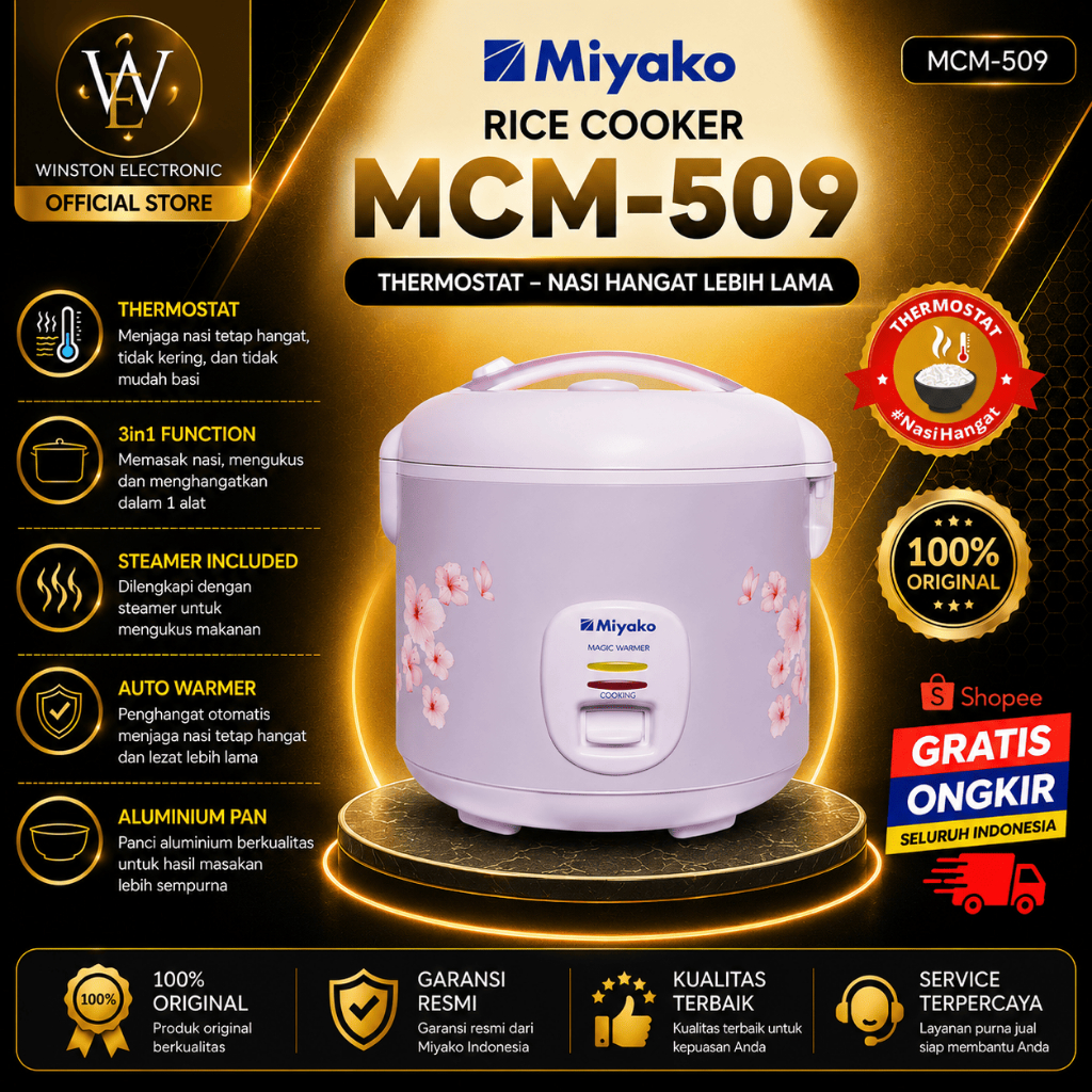 RICE COOKER MIYAKO  MCM 509 MAGIC WARMER PLUS/MCM-509/MCM 509/MIYAKO RICE COOKER BERGARANSI ORI