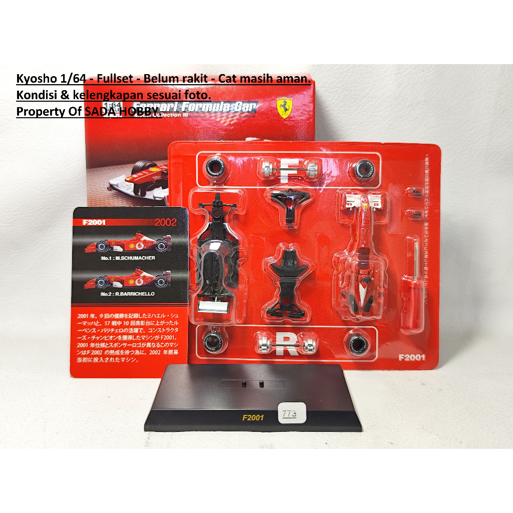 Kyosho 1/64 Ferrari F2001 No 2 Ruben Barrichello F1 2002 Fullset
