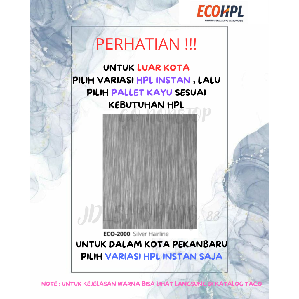 (LUAR KOTA WAJIB PALLET KAYU) HPL ECO SILVER HAIRLINE ECO 2000 (BACA DESKRIPSI SEBELUM CO)