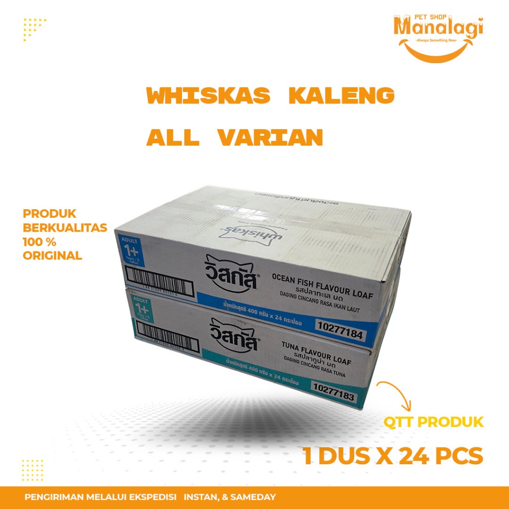 WHISKAS Kaleng Makanan Kucing Basah 400gr ( 1 DUS x 24PCS ) - INSTANT/ REGULER