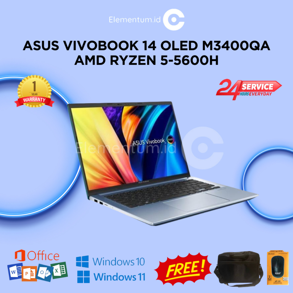 ASUS VIVOBOOK 14 OLED M3400QA AMD RYZEN 5-5600H | RAM 16GB SSD 512GB
