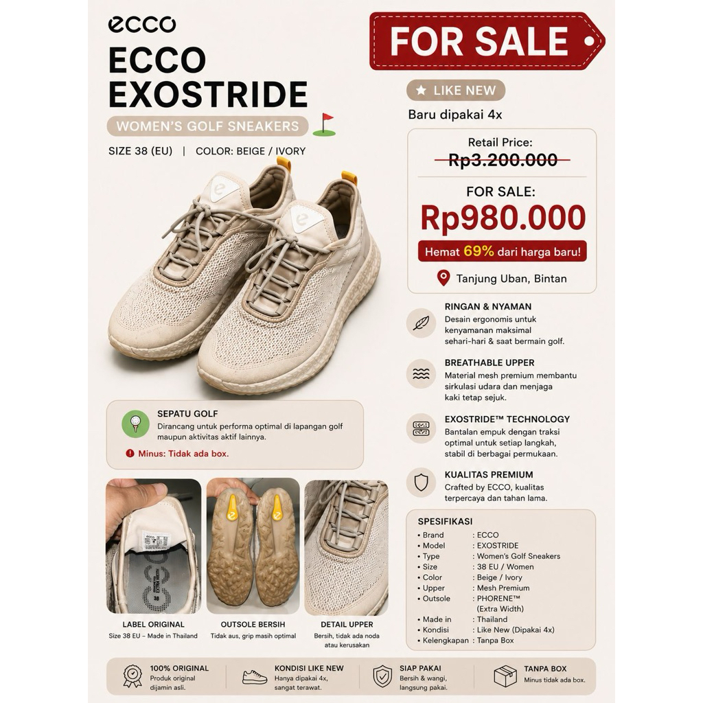 Sepatu Golf ECCO BIOM Wanita – Preloved Original