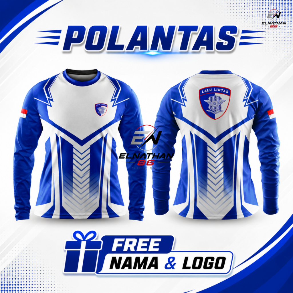 Jersey Polantas Lengan Panjang Dry Fit Premium Custom Nama & Logo | Kaos Polisi Lalu Lintas Full Pri