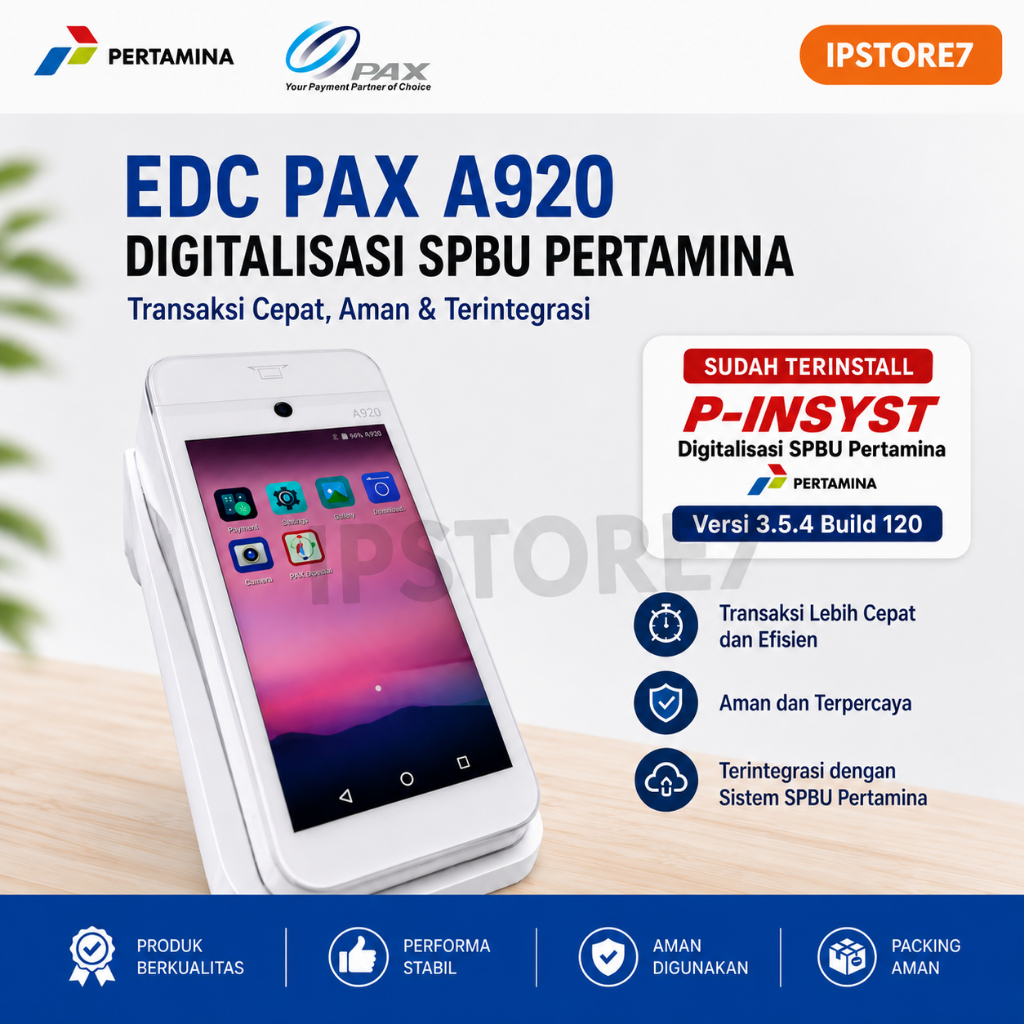 Mesin EDC PAX A920 untuk SPBU Digitalisasi Pertashop BSI Agent