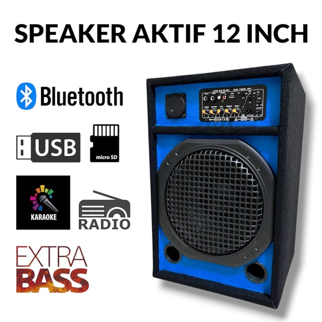 12 in Speaker Aktif 12 Inch salon aktif 12in Bluetooth Karaoke Radio USB MMC Lengkap Sound aktif