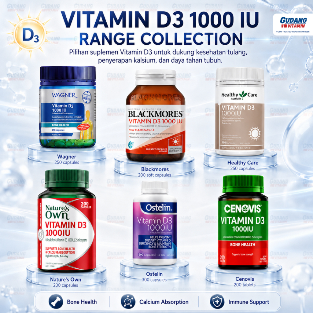 Vitamin D3 1000 IU Australia Variasi Blackmores Ostelin Healthy Care Wagner Natures Own Cenovis Tula