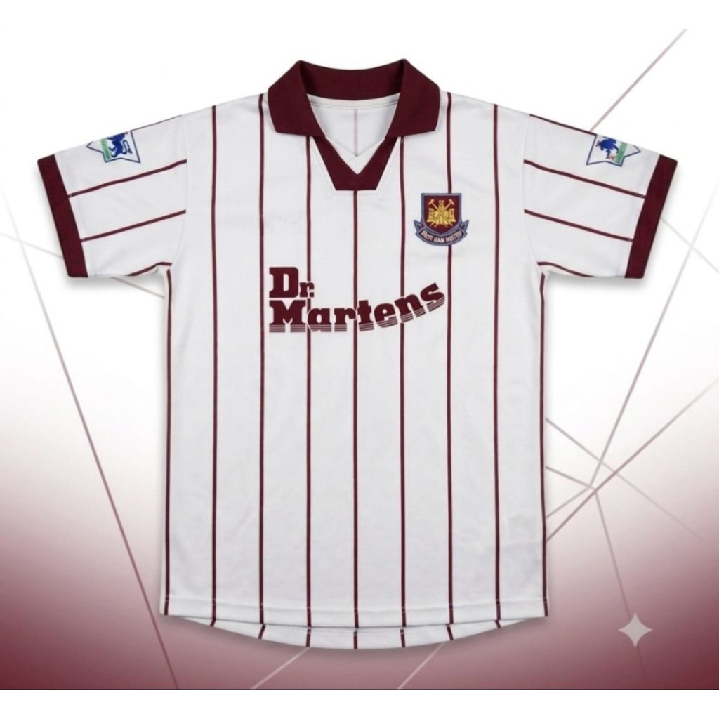 jersey bola westham putih garis merah, baham dry fit brazil/milano