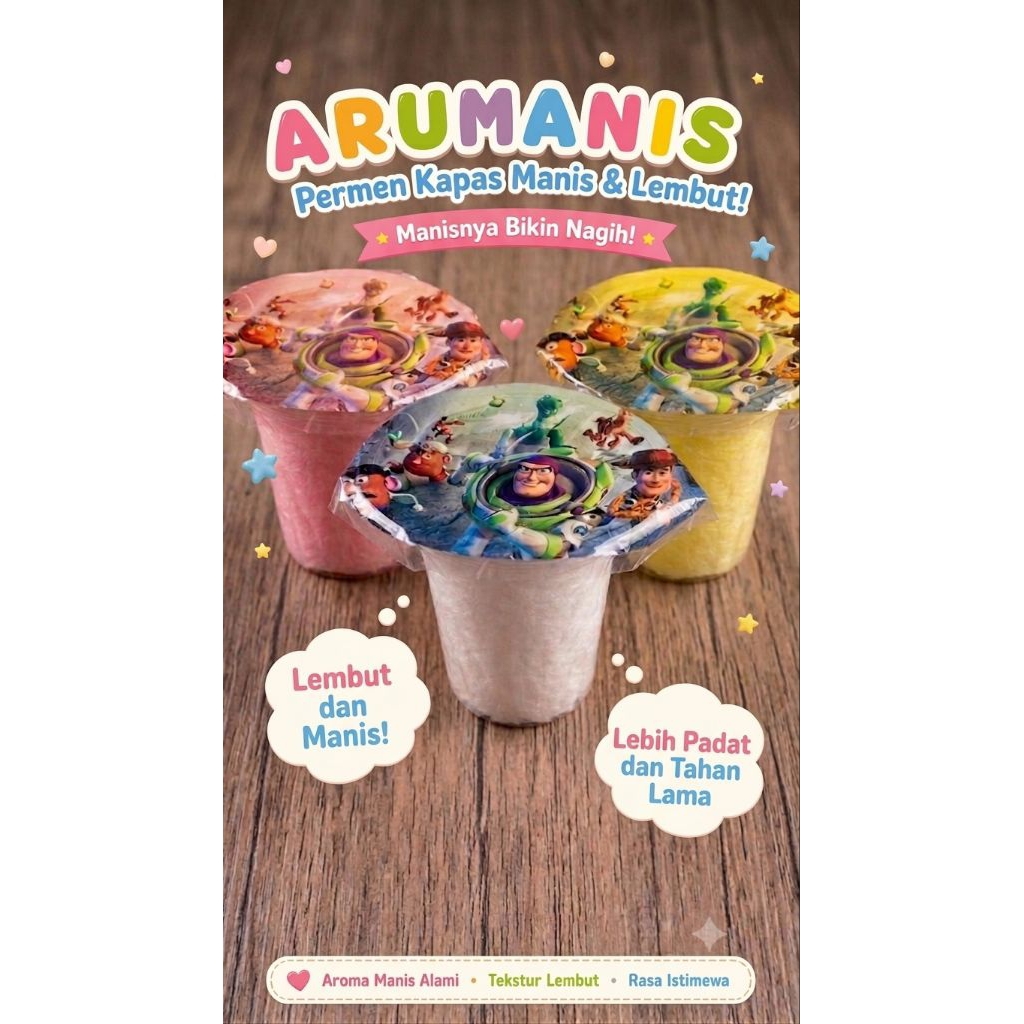 Arumanis/Gulali/Permen Kapas/Cotton Candy Cup 120ml, isi 12 pcs