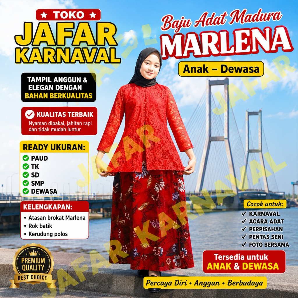 BAJU MARLENA ANAK/KEBAYA MARLENA/BAJU ADAT MADURA/BAJU KARNAVAL