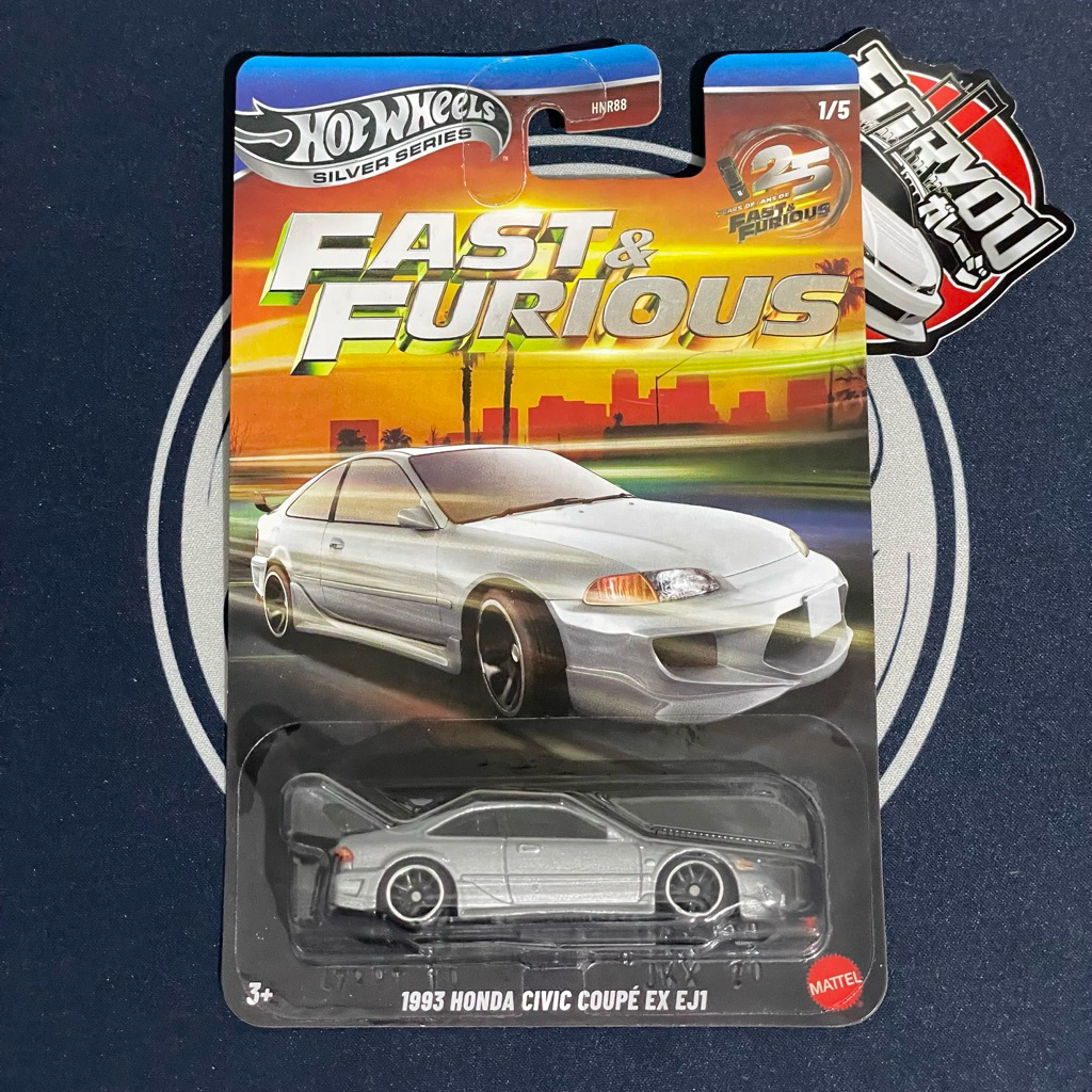 Hotwheels Honda Civic Coupe EX EJ1 Fast Furious Silver