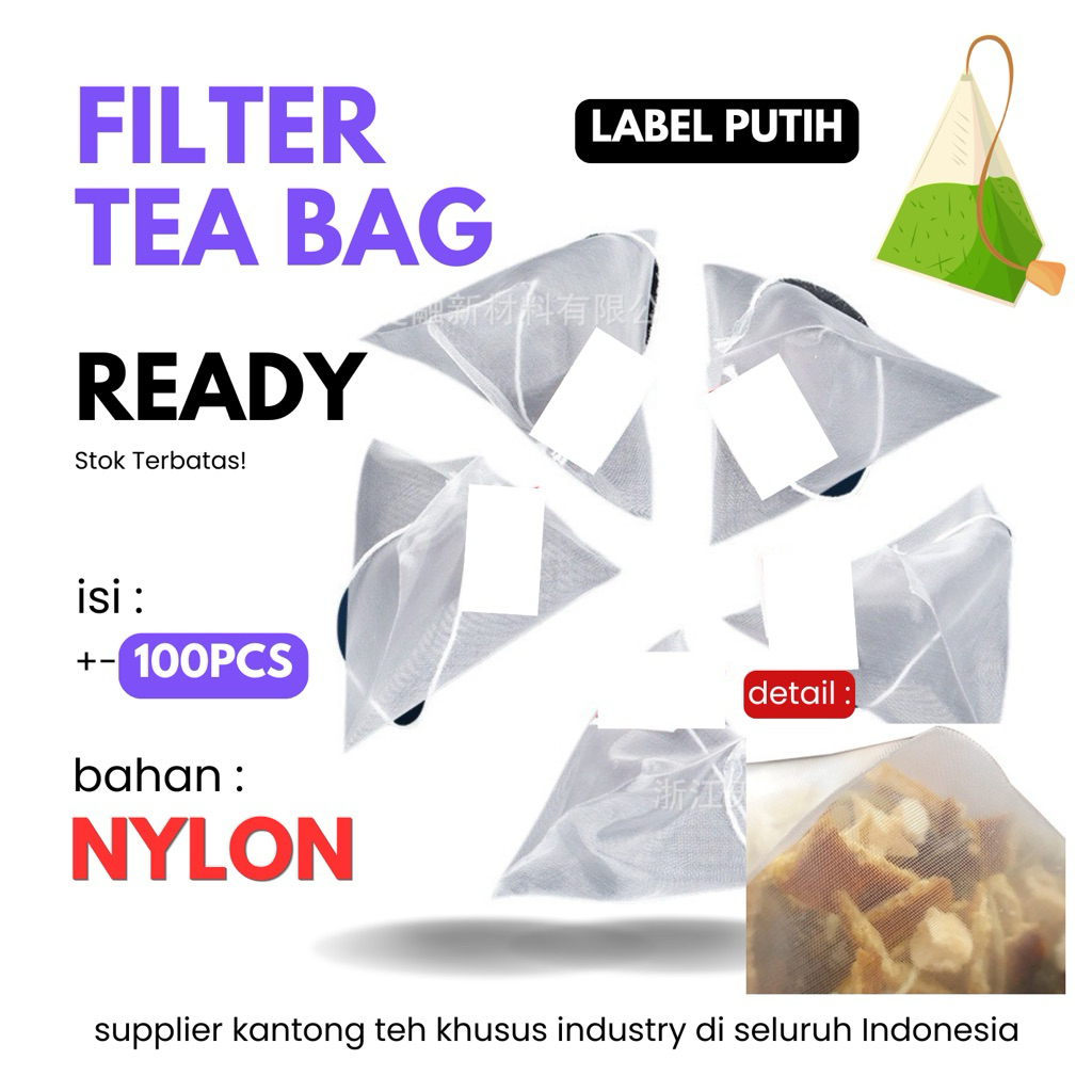 100pcs Tea Bag Nylon Pyramid / Kantong Teh Segitiga / Kantong Teh Nylon / Kantong Teh / Tea Bag Nylo