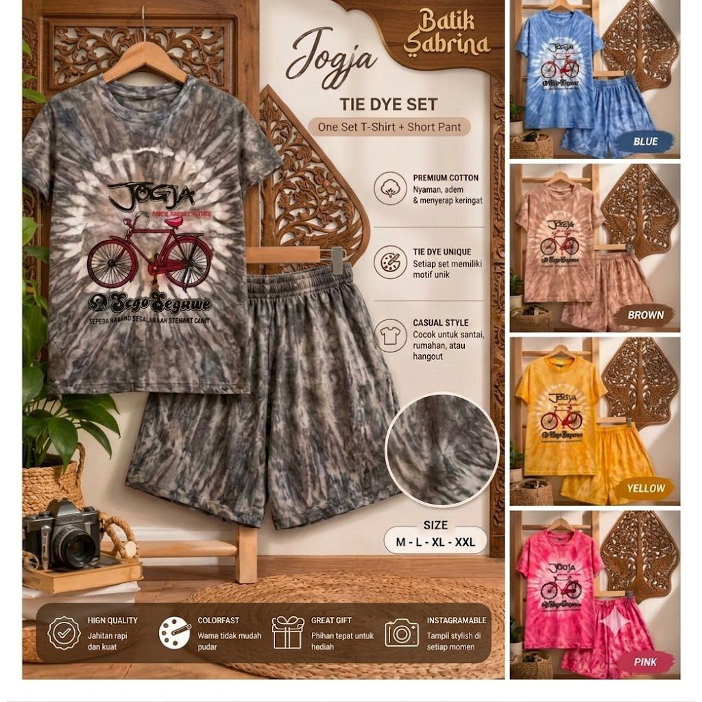 Setelan Kaos Batik Anak Jogja Cap ONTHEL Jogja Batik Abstrak Premium