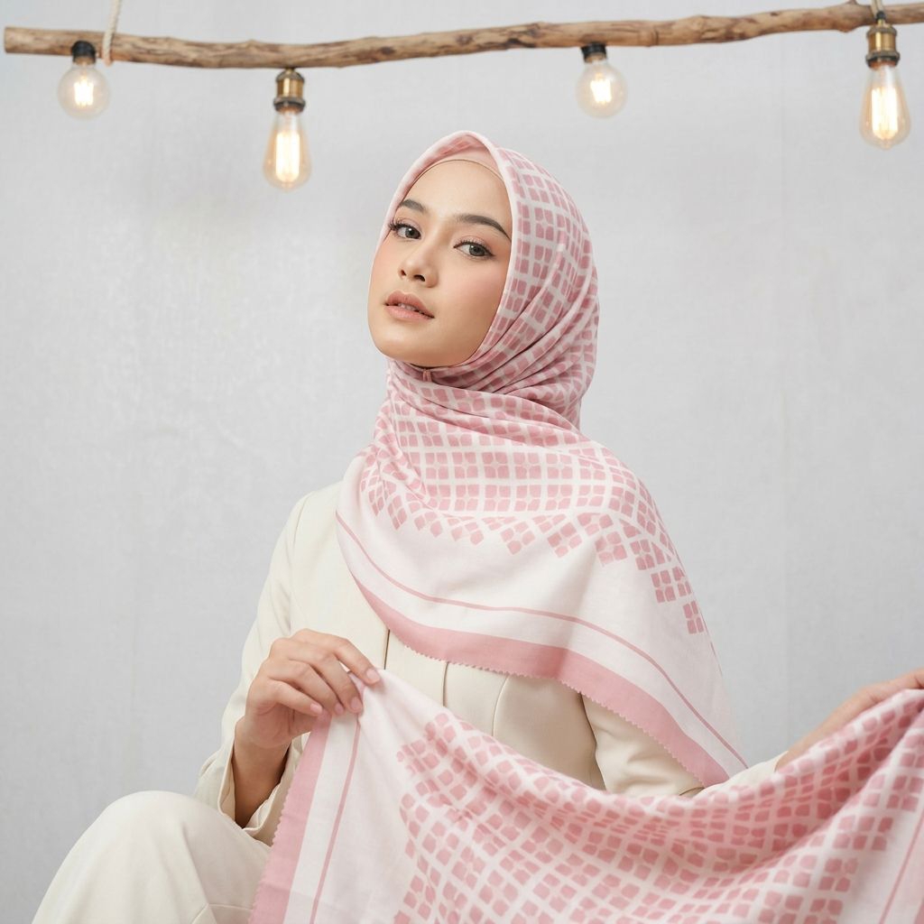 HIJAB VOAL MOTIF TERBARU KODE 91/HIJAB VOAL MOTIF KEKINIAN BISA COD BUNGA ABSTRAK SERIES