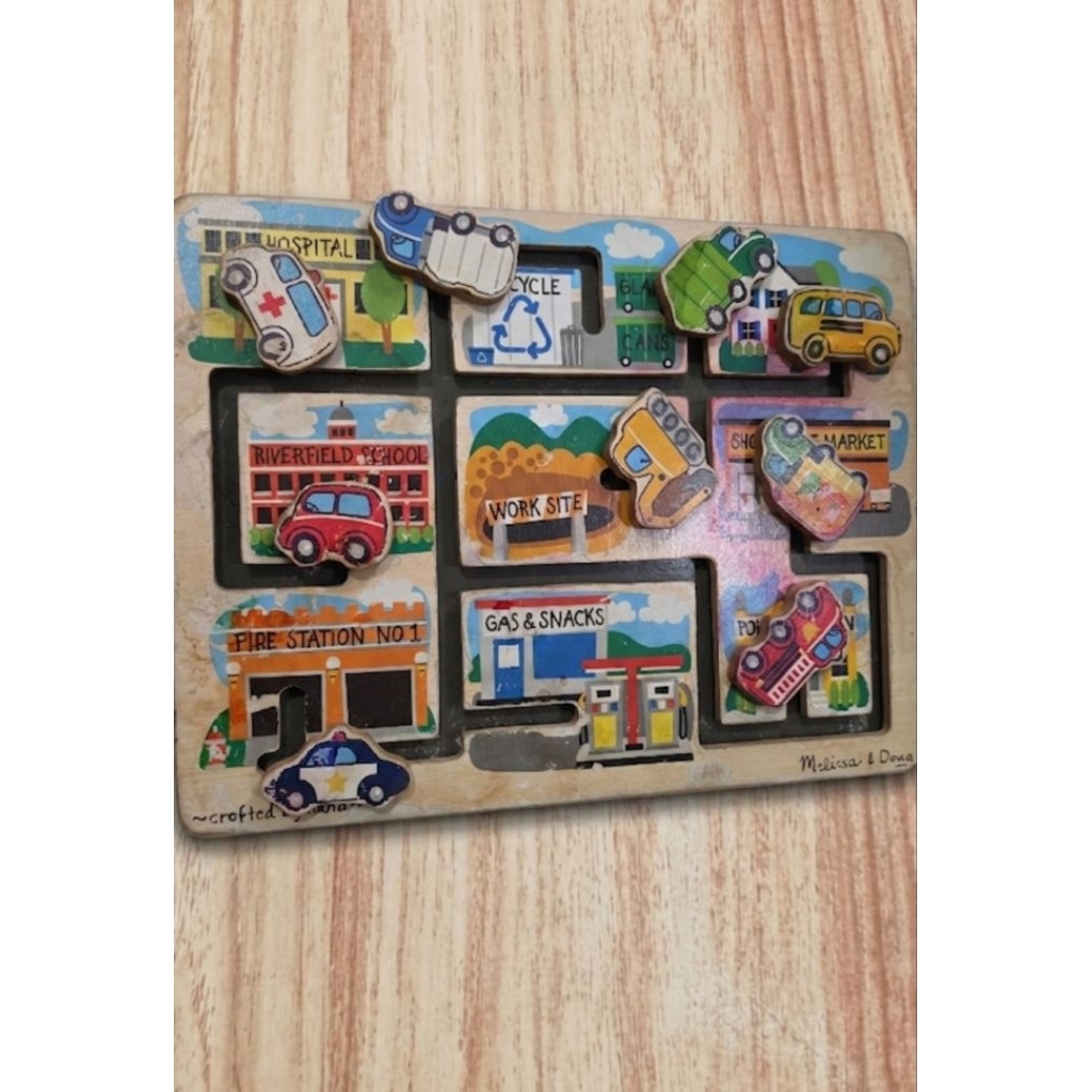 PRELOVED MAINAN WOODEN PUZZLE MONTESSORI ANAK SECOND MELISSA N DOUG MAZE KENOP