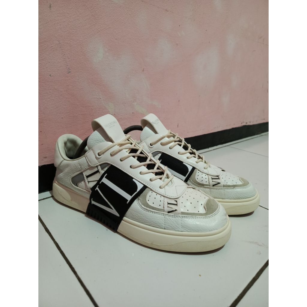 Sepatu Sneakers Valentino Garavani VLTN Leather X Fabric White Black size - 42