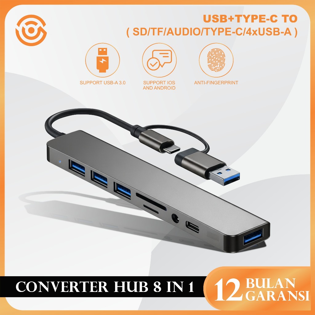 USB 8 In 1 Converter Type C Hub Adapter Multi USB HUB Type-C to USB