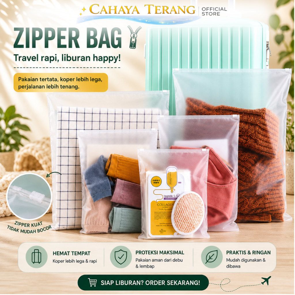 CT Zipper Bag / Zipper Lock / Zipper Storage Bag / Zipper Travel Pouch / Travel Pouch Serbaguna Zipp