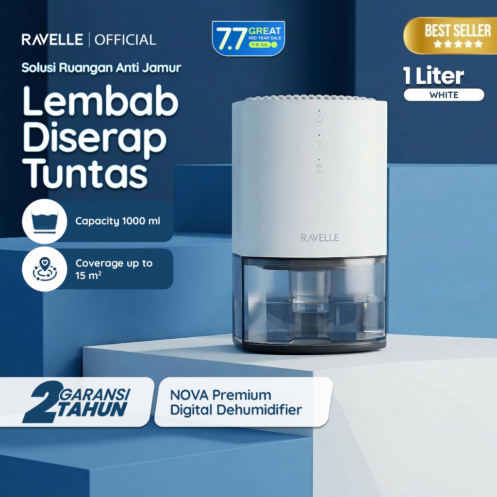Ravelle Dehumidifier Nova Digital  Premium 1L - Serap Air Penyerap Kelembapan Udara