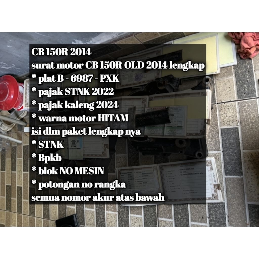 surat kusus CB 150R 2014  lengkap. keterangan ada di gambar