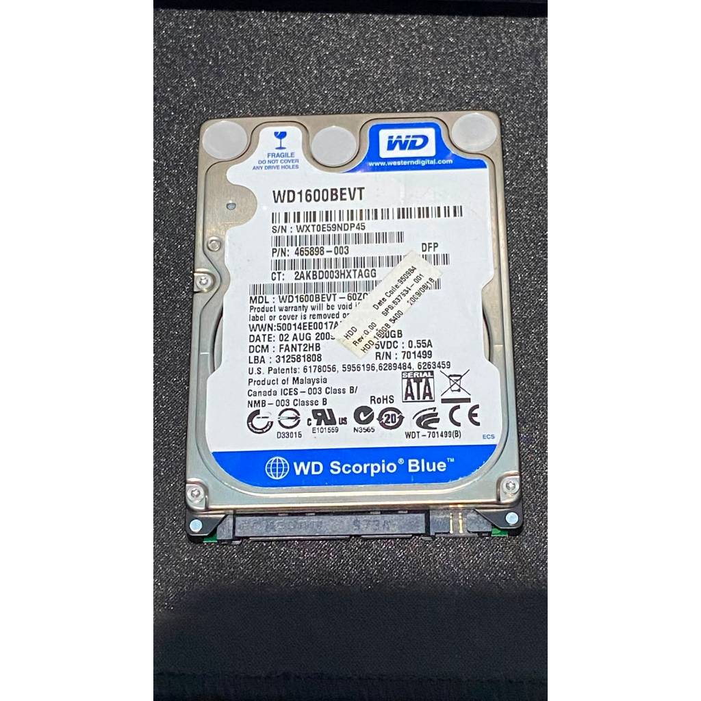 WD BLUE 160GB HARDDISK LAPTOP 160GB HARDISK SLIM 2.5 KONDISI NORMAL HEALTH 100%