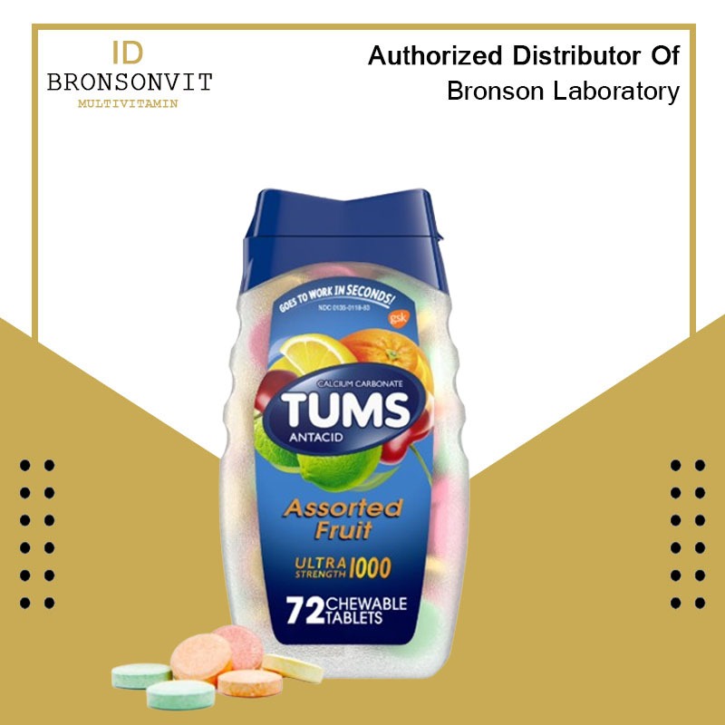 TUMS Ultra Strength Maag Asam Lambung Gerd Mual Heartburn Gas Relief - Fruits 72 Chewable Tablets
