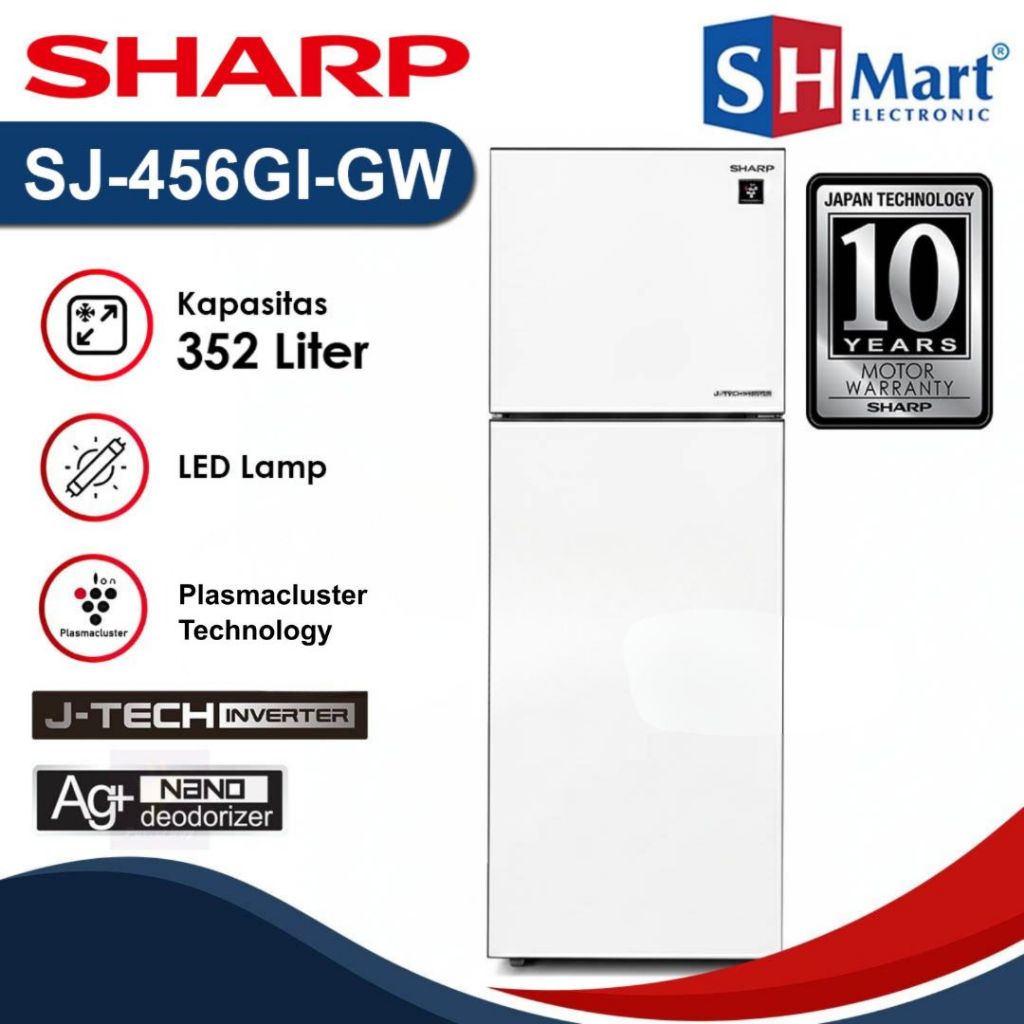KULKAS 2 PINTU SHARP INVERTER 352 LITER SJ-456GI-MK / SJ-456GI-MS / SJ-456GI-GW GARANSI RESMI (MEDAN