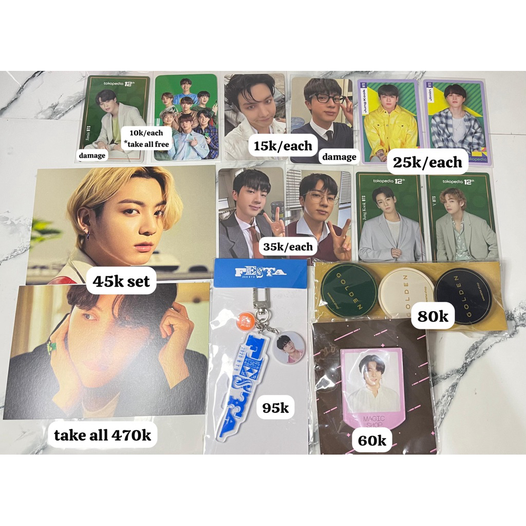 PHOTOCARD BTS SEOKJIN JHOPE JIMIN TAEHYUNG JUNGKOOK MERCH JUNGKOOK GRIPTOK GOLDEN KEYRING FESTA 2020