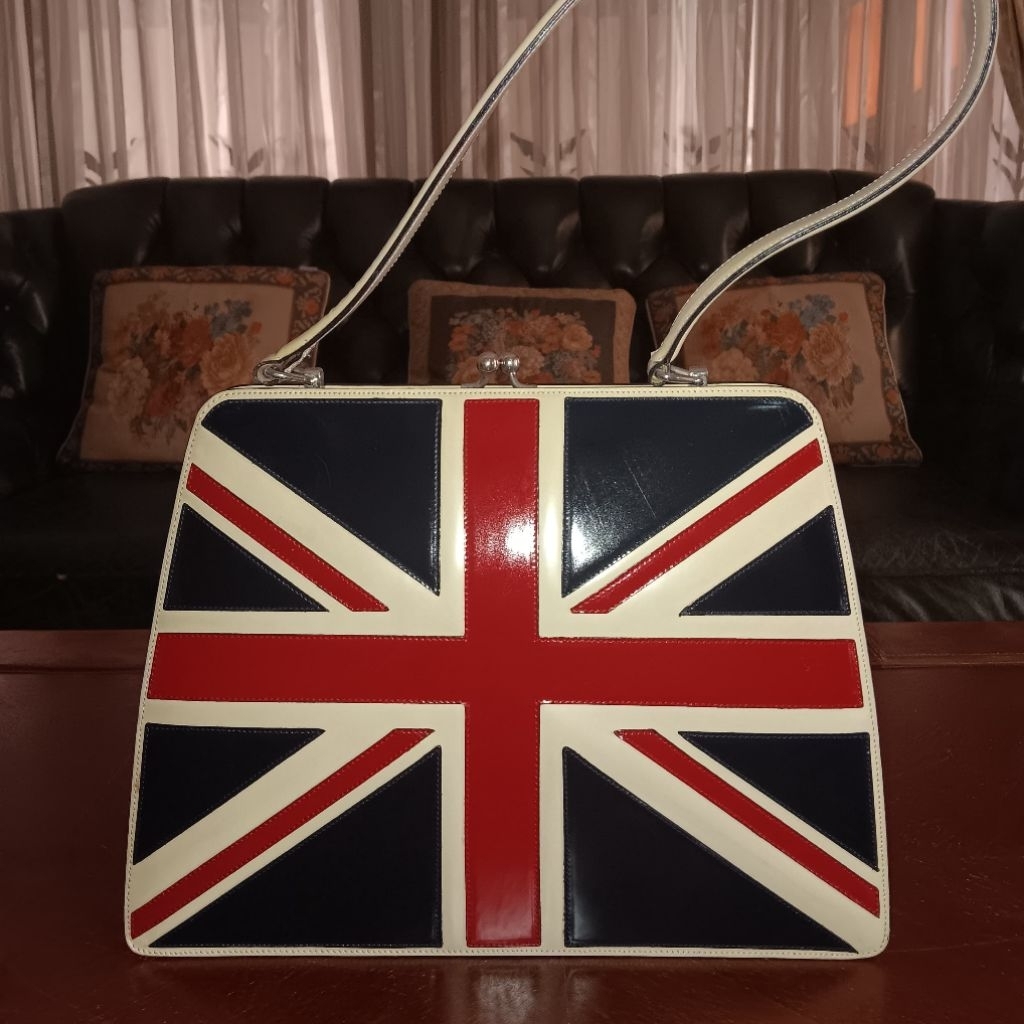 Tas Wanita Moschino Vintage Union Jack Second Asli (Original)