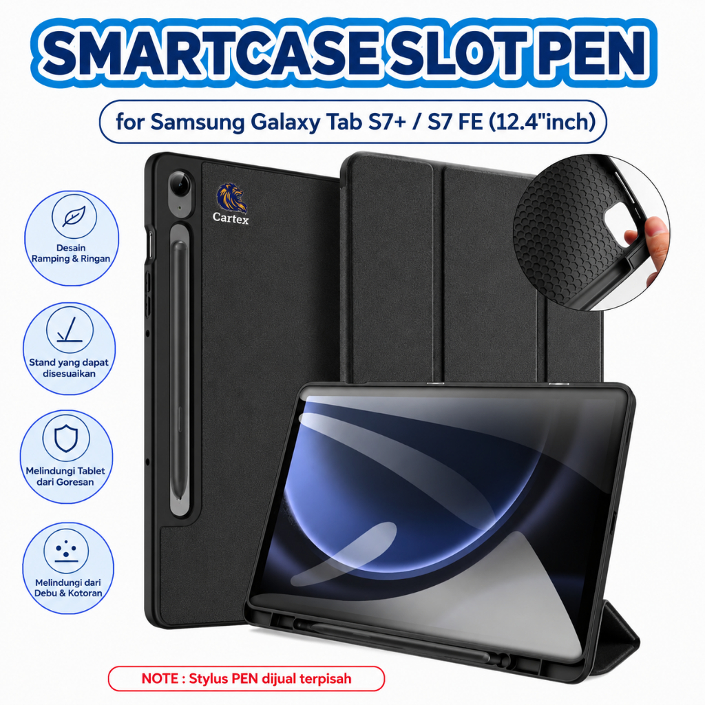 Smartcase Slot Pen Samsung Galaxy Tab S7 Plus / S7 FE 12.4"inch / case samsung tab s7+  casing samsu