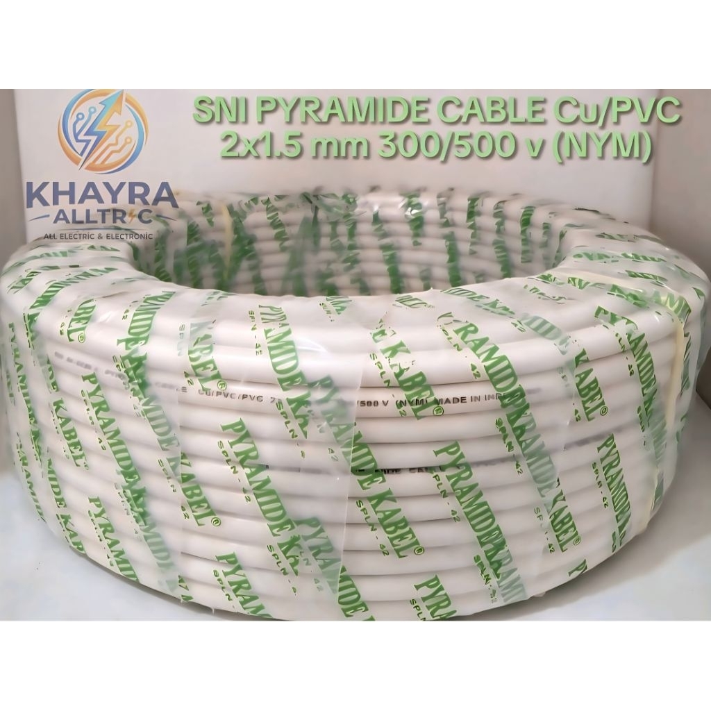 Kabel Listrik NYM PYRAMIDE 2 x 1.5 mm kabel listrik tembaga/kawat (per 5 meter) SNI Original