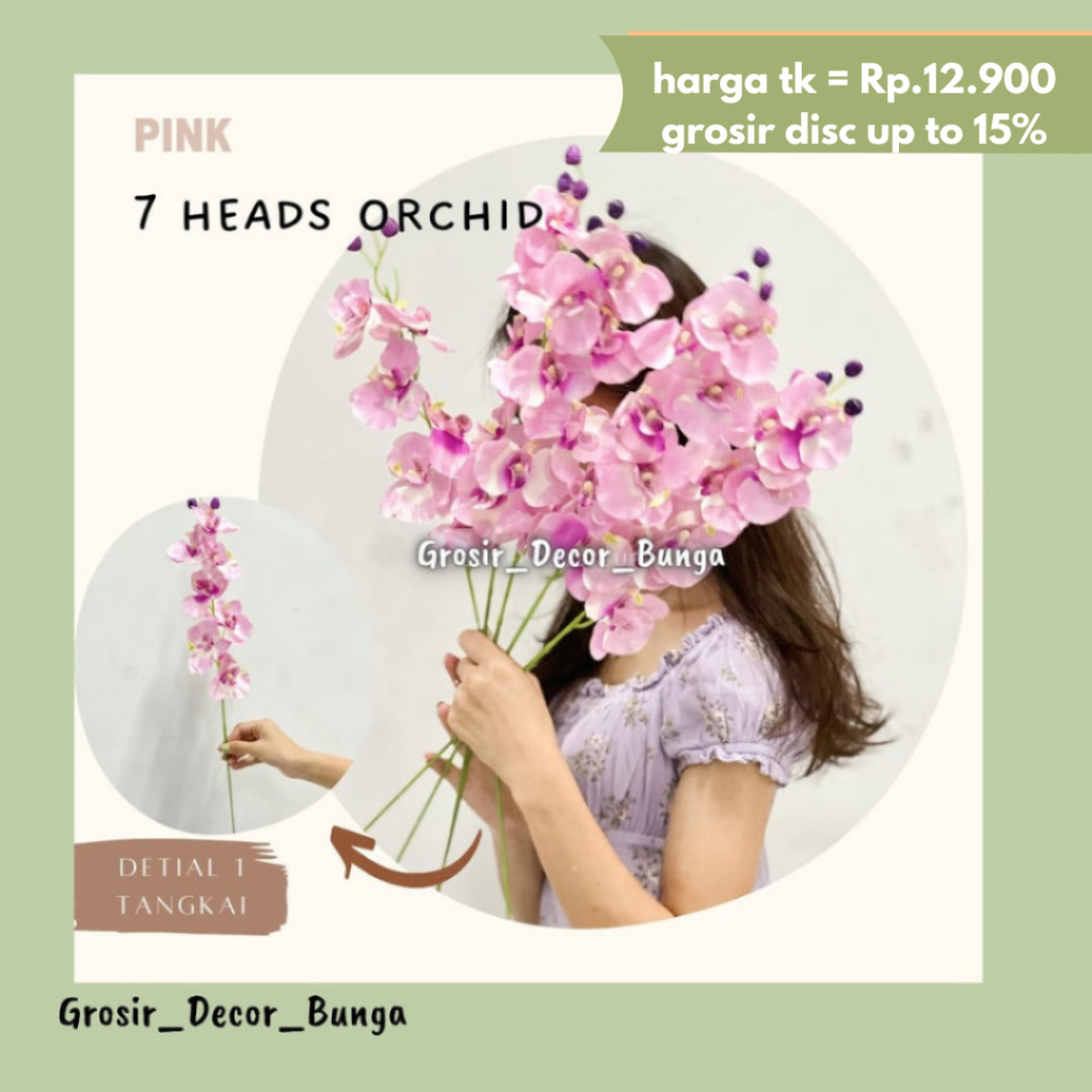 QC 7 HEADS ORCHID X7 ARTIFICIAL FLOWER SILK ORCHID FLOWER Bunga Buatan Anggrek atex Oncidium Phalaen