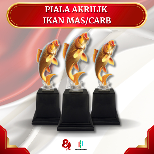 Piala Akrilik Penghargaan & Kejuaraan Memancing Motif Ikan Mas| Hadiah | Liga | Kontes | Turnamen
