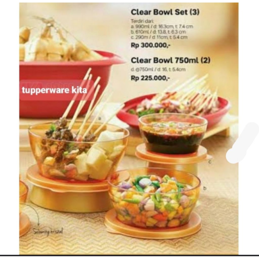 Clear Bowl Gold Tupperware ORI