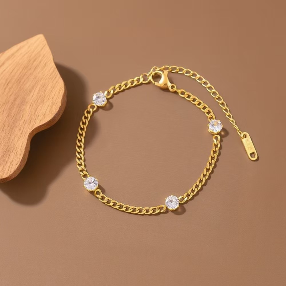 Gelang Titanium Zirkon Desain minimalis dan stylish ala Korea Kemewahan Niche Mulia dan indah Serbag