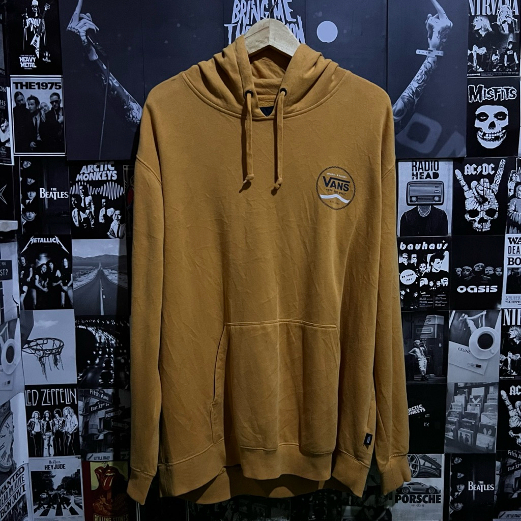 Vans Off The Wall Mens Pullover Hoodie Sweater Sz.X-Large/Gold/Drawstring Est.1966