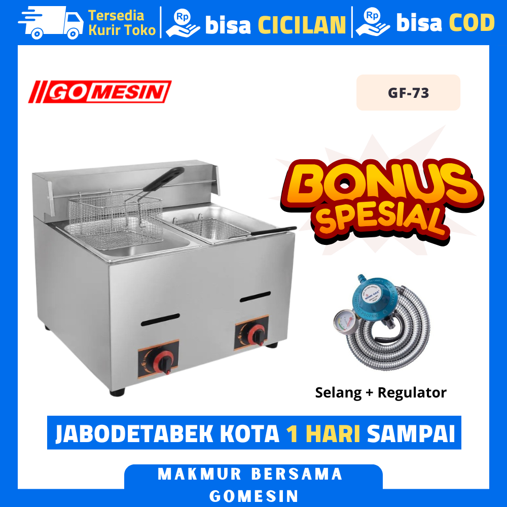 Deep Fryer Gas Gomesin GF-73 Gas Deep Fryer 2 Tank Garansi Resmi