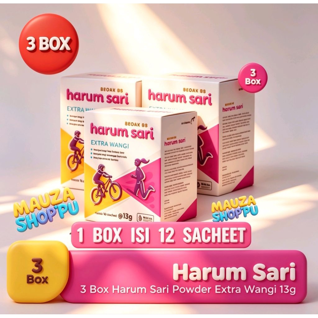[3BOX] Bedak Bb Harumsari Deodorant Powder Extra Wangi Per Box Isi 12 Sacheet