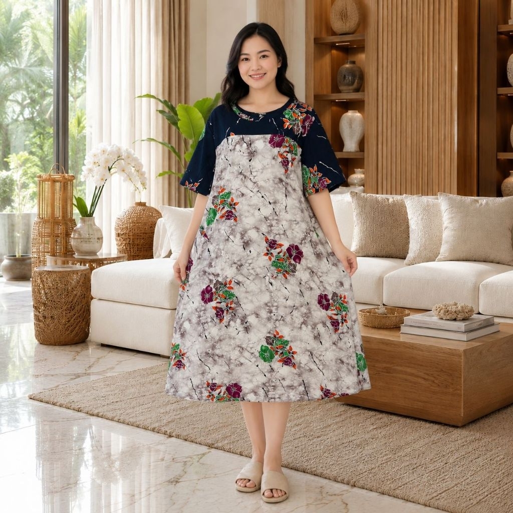 Daster Long Dress Rayon All Size Klok Maria Adem Daster Marisa Nyaman Tidak Nerawang LD 116