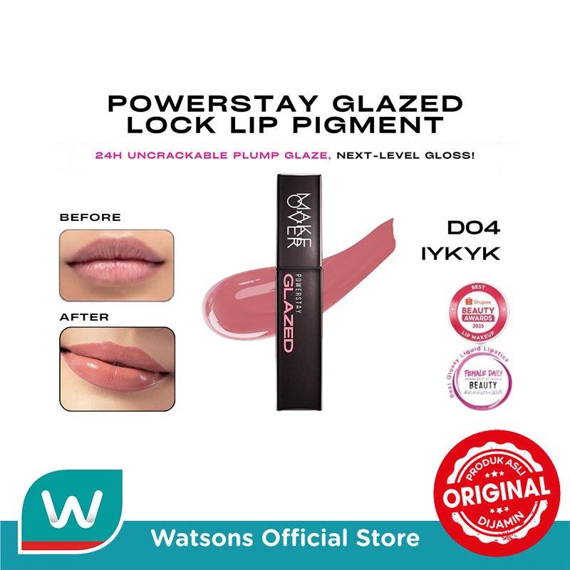 Make Over Powerstay Glazed Lock Lip Pigment D04 IYKYK 3g - Superstay Tint Glassy Lip - Lip Glazed Pl