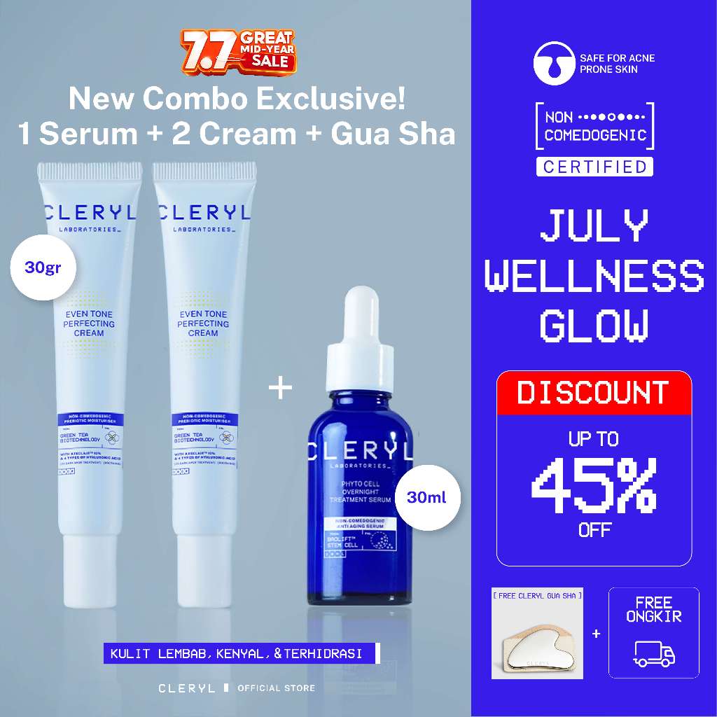 CLERYL New Combo Exclusive 30ml | 1 Serum + 2 Cream FREE Gua Sha | Brightening Firming Lifting Anti 