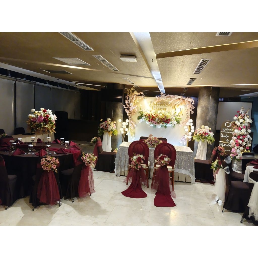 Sewa Backdrop Akad Nikah Minimalis - Dekorasi Akad Nikah Photobooth 3 meter +meja kursi akad + Table